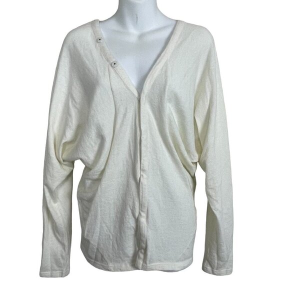 B.‎ Chyll Angora Rabbit Hair Snap V-neck Cardigan Sweater Size L Ivory - Picture 1 of 6